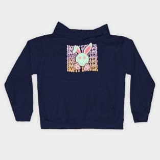 Hoppy Easter Funny Happy Bunny Easter Holiday 2024 Groovy Kids Hoodie